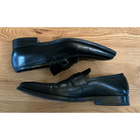 Magnanni Black Leather Monk Strap Slip On Shoes Silver Buckle Portugal Mens 10.5 - Picture 4 of 13